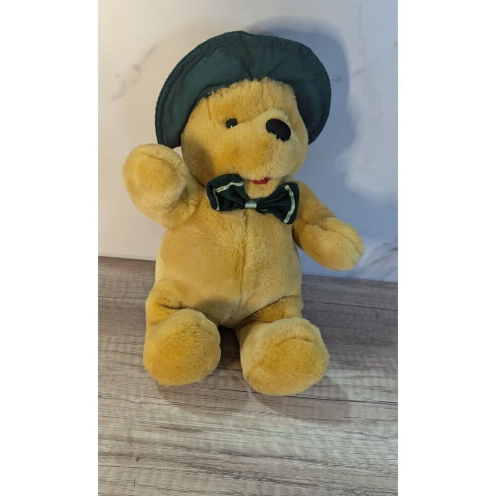Vintage Cuddle Wit Plush Bear With Green Hat & Bow Tie‎ stuffed animal toy  12"
